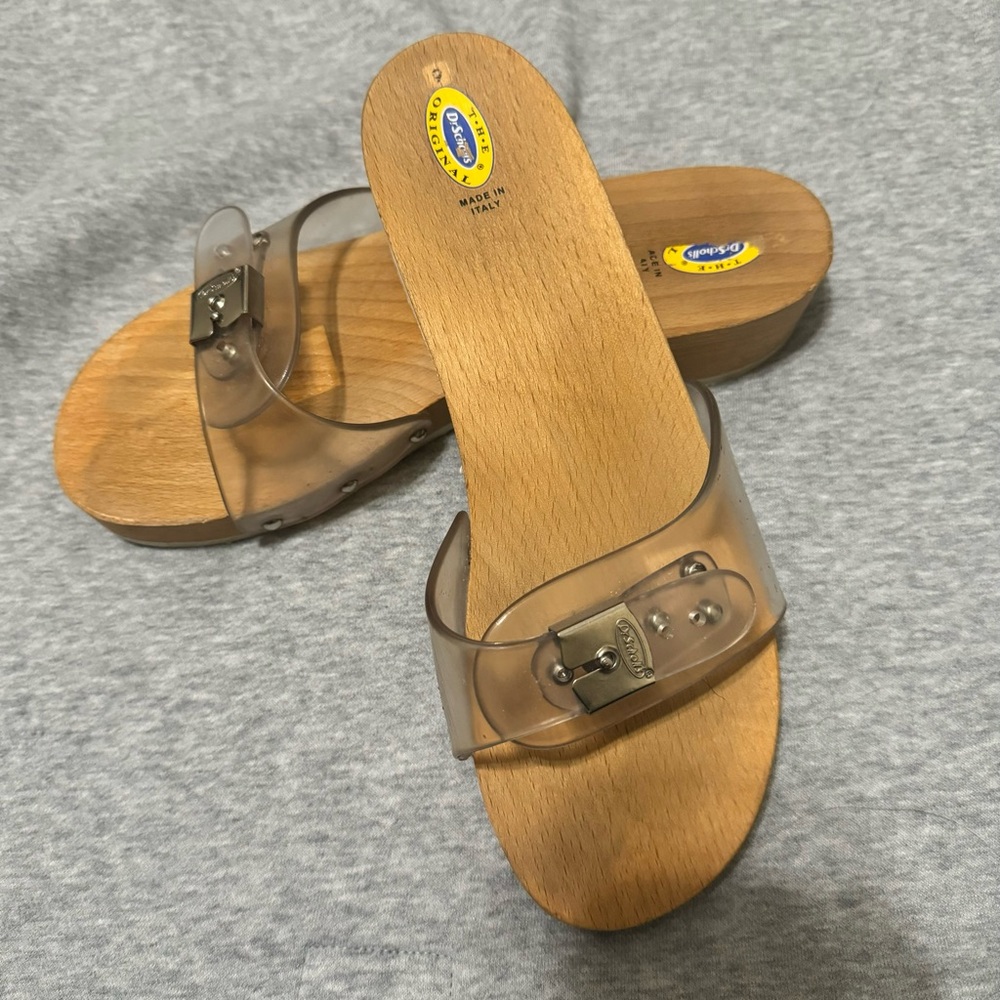 Vintage Dr. Scholls Clear Slip on Sandals